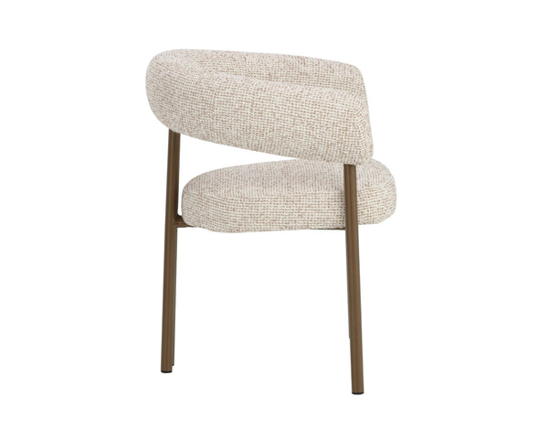 Sunpan ONIVA Dining Armchair - Elegant Noah Ecru Upholstery with Sturdy Black Iron Legs for Comfort & Style 112556