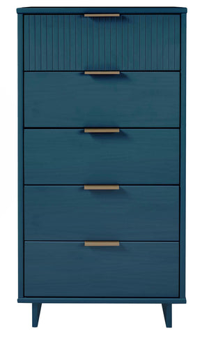 English Elm Granville 24" Chest In Midnight Blue – Elegant 5-Drawer Solid Wood Storage With Luxe Gold Handles B365S00071