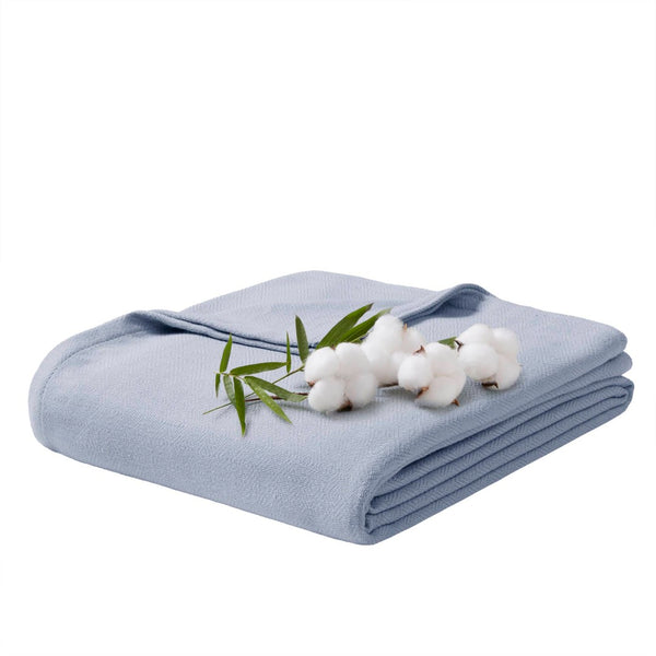 English Elm 1-piece King Jacquard Cotton Blend Blanket Aztec Woven Soft Breathable Bedroom Layer Light Blue B035P437483