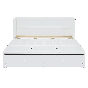 English Elm Queen Murphy Wall Bed with Pull Out Drawer and Built in Usb Charging Cabinet White N708P205905K