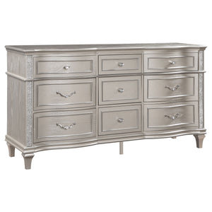 English Elm Evangeline 4-Piece Eastern King Bedroom Set – Glamorous Silver Oak Finish With Luxe Accents & Comfort B062S01183