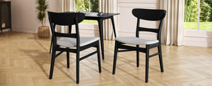 English Elm [video] Rubberwood Dining Chairs Set of 2 Upholstered Mid-century Seats for Modern Homes Light Grey 58915.00LGRY