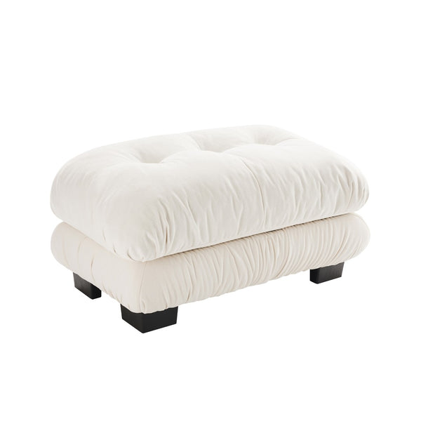 English Elm 27 Chenille Upholstered Modular Ottoman Solid Wood Frame Foam Cushion Sectional Accent White W714P253471