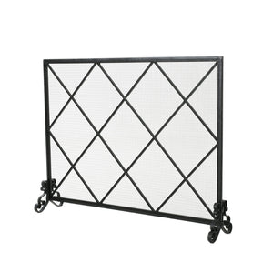 English Elm Christopher Knight Home® - FIRE Iron Single-Panel Fireplace Screen with Diamond Mesh Design, Ember Protection, Multiple Finishes 61126.00BLK
