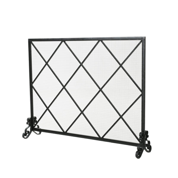 English Elm Christopher Knight Home® - FIRE Iron Single-Panel Fireplace Screen with Diamond Mesh Design, Ember Protection, Multiple Finishes 61126.00BLK