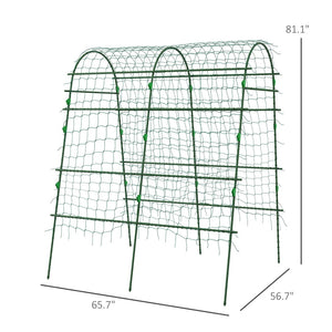 English Elm Outsunny A-frame Garden Arch Trellis Coated Steel Net Supports Climbing Vegetables W2225P174480
