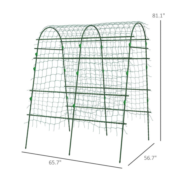 English Elm Outsunny A-frame Garden Arch Trellis Coated Steel Net Supports Climbing Vegetables W2225P174480