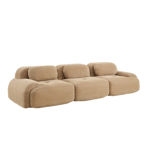 English Elm 3-seat Modular Corduroy Sectional Sofa Ergonomic Curved Design for Living Rooms Camel W714S01239