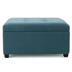 English Elm Tufted Square Ottoman with Hidden Storage Birch Legs Polyester Living Room Seat N757P359740L