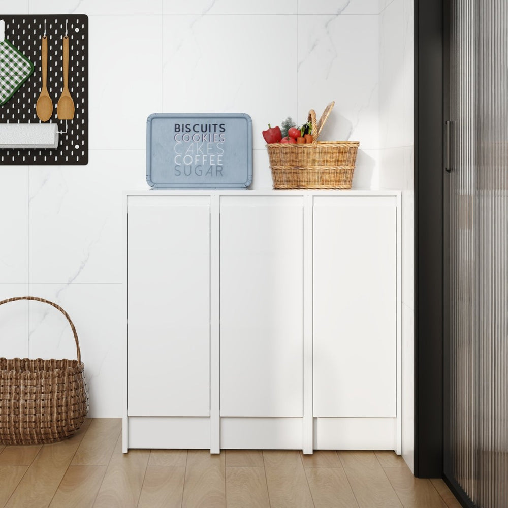English Elm 36" Modular Plywood Storage Cabinet Glossy White Soft Close Doors for Bathroom or Bedroom W999S00520
