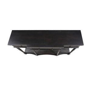 English Elm [video] Solid Pine Console Table Ornate Carved Legs Copper Hardware Soft-close Drawers Black N759P433566B