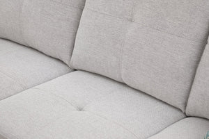 English Elm Black Faux Leather Sectional Sofa with Cup Holders Storage Ottoman and Nailhead Trim Light Gray B2730S00023