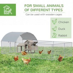 English Elm Pawhut Walk in Galvanized Metal Chicken Run Dome Enclosure Outdoor Yard Hen Coop W2225P217058