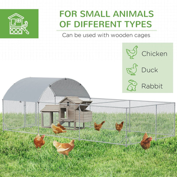 English Elm Pawhut Walk in Galvanized Metal Chicken Run Dome Enclosure Outdoor Yard Hen Coop W2225P217058