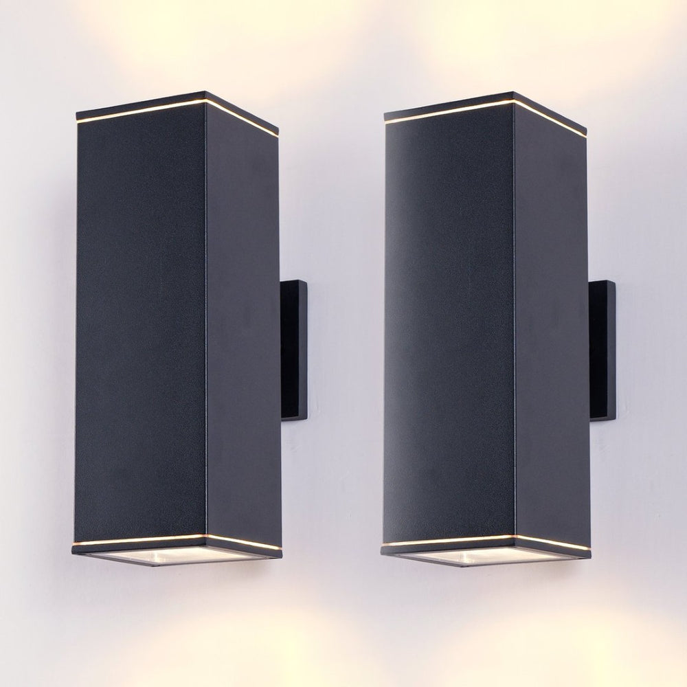 English Elm 12in Matte Black Aluminum Outdoor Wall Sconces up Down Lighting for Porch Patio Set of 4 W2312P416012