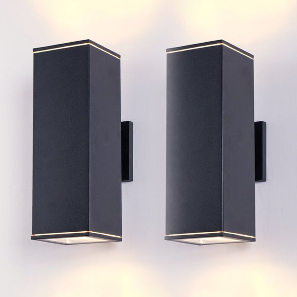 English Elm 12in Matte Black Aluminum Outdoor Wall Sconces up Down Lighting for Porch Patio Set of 4 W2312P416012