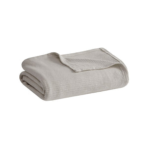 JLA Home Madison Park - Cotton Madison Park Basket Weave Blanket — Lightweight, OEKO‑TEX Certified Cotton for Year‑Round Comfort Grey BL51N-0868