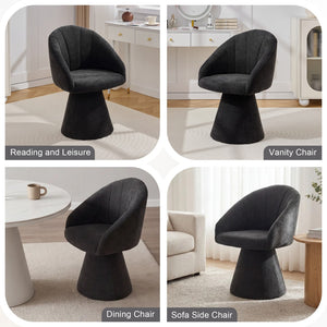 English Elm 068-chenille Swivel Accent Armchair Sculptural Curved Back Upholstered Living Room Seat Gray W527P438695