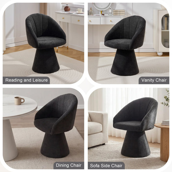 English Elm 068-chenille Swivel Accent Armchair Sculptural Curved Back Upholstered Living Room Seat Gray W527P438695