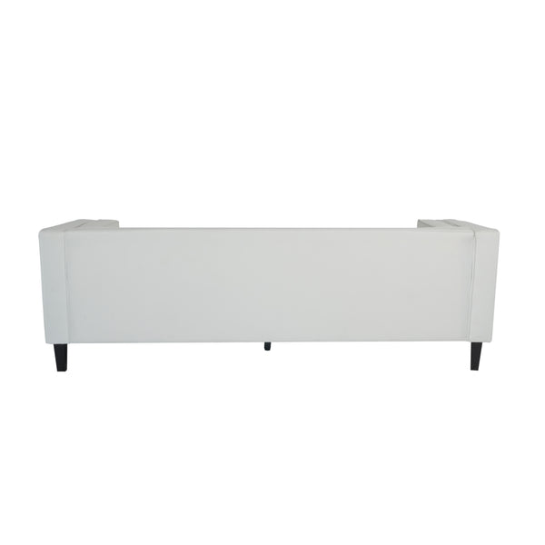 English Elm Christopher Knight Home® - 3-Seater Elegant Tufted Velvet Sofa with Solid Eucalyptus Frame, High-Density Foam Cushions and Dark Wood Legs Ivory N765P165541