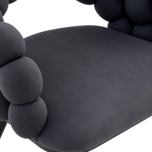 English Elm Set of 2 Velvet Bubble Back Dining Chairs with Sculptural Chain Backrest Glam Legs Black,Gray W1512P491847