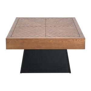 English Elm Round Marble Pattern Coffee Table with Cross Wood Base for Modern Living Rooms N770P365831B