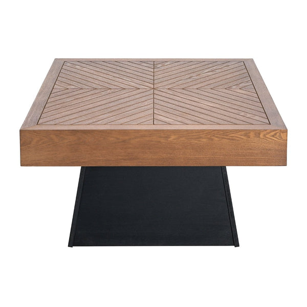 English Elm Round Marble Pattern Coffee Table with Cross Wood Base for Modern Living Rooms N770P365831B