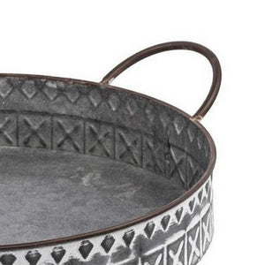 English Elm 18, 20 Inch Galvanized Iron Round Tray Set Farmhouse Serving Platters with Handles B056P416874