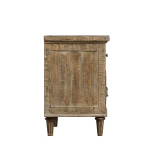 English Elm Wallace & Bay - Taupe Rustic 2-Drawer Nightstand in Sandstone Buff Finish, Solid Wood Accent Table with Easy-Care Design B2709P212336
