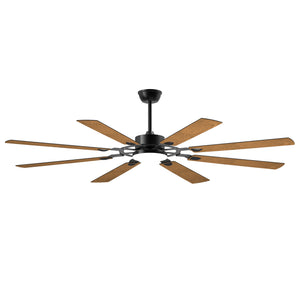 English Elm 72-Inch Modern 8-Blade Ceiling Fan with Quiet Reversible DC Motor, LED Light, Indoor/Outdoor Black W1340P346389
