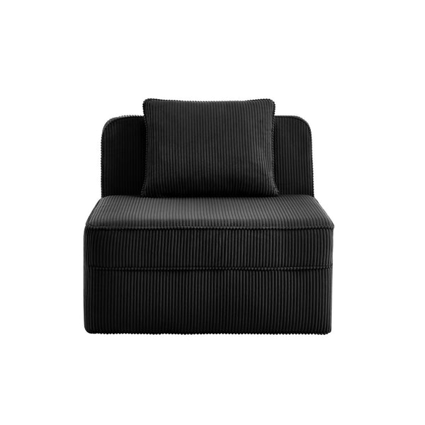 English Elm Martha Armless Corduroy Sofa Deep Seat Lounge Design with Cloud Comfort Pillows Black W3041P353169