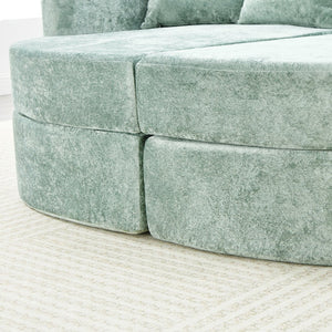 English Elm Swivel Barrel Accent Chair Chenille Tufted Round Club Seat for Living Room Lounge Green N719S002240F