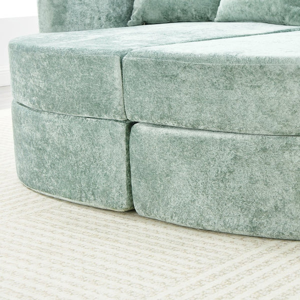 English Elm Swivel Barrel Accent Chair Chenille Tufted Round Club Seat for Living Room Lounge Green N719S002240F