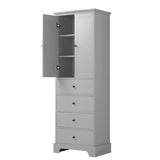 English Elm Storage Cabinet With 2 Doors and 4 Drawers For Bathroom, Office, Adjustable Shelf, Mdf Board With Painted Finish, Grey