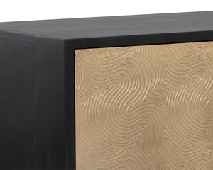 Sunpan Algarve Sideboard - Mid-Century Modern Design with Solid Mango Wood and Unique Artisan Craftsmanship Black / Champagne Gold