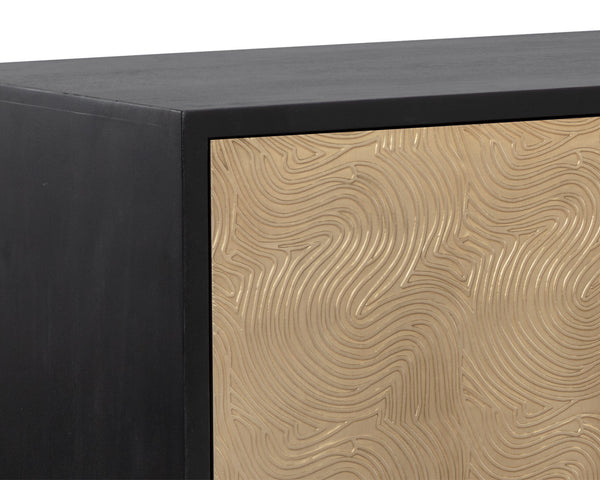 Sunpan Algarve Sideboard - Mid-Century Modern Design with Solid Mango Wood and Unique Artisan Craftsmanship Black / Champagne Gold