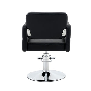 English Elm Fashionable Hydraulic Salon Chair Black Pu Leather Swivel Seat for Styling Studios W1151P361700