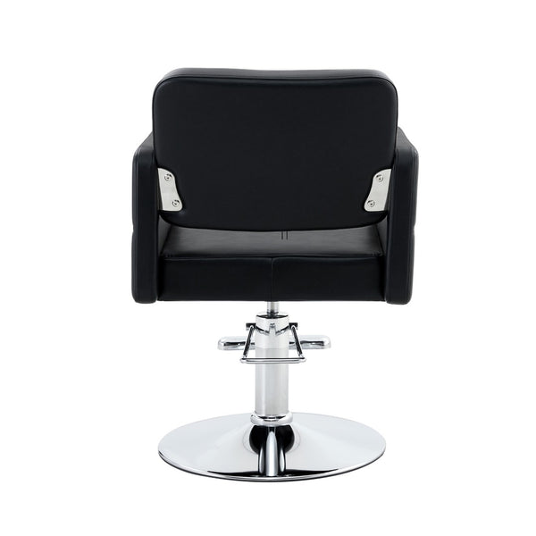 English Elm Fashionable Hydraulic Salon Chair Black Pu Leather Swivel Seat for Styling Studios W1151P361700