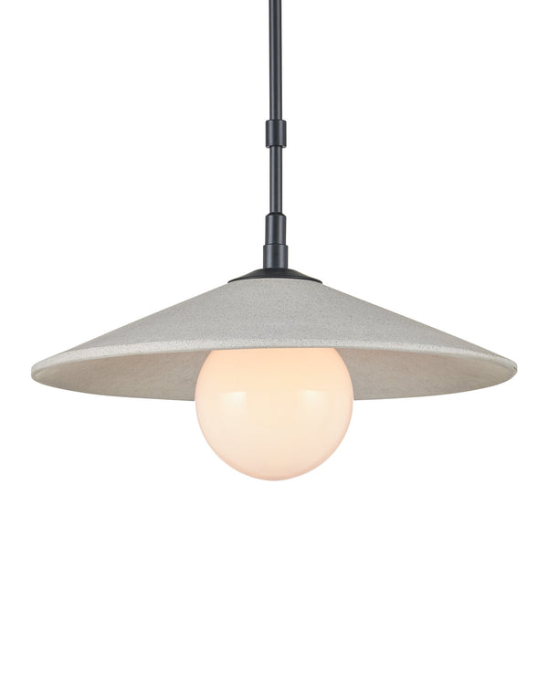 Currey & Company Bothy Outdoor Pendant with Cast Concrete Shade and Milk Glass Globe for Covered Porches Single 9500-0020