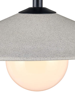 Currey & Company Bothy Outdoor Pendant with Cast Concrete Shade and Milk Glass Globe for Covered Porches Single 9500-0020