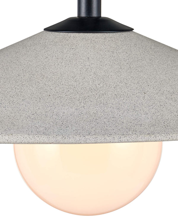Currey & Company Bothy Outdoor Pendant with Cast Concrete Shade and Milk Glass Globe for Covered Porches Single 9500-0020