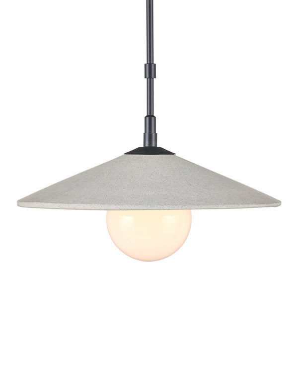 Currey & Company Bothy Outdoor Pendant with Cast Concrete Shade and Milk Glass Globe for Covered Porches Single 9500-0020