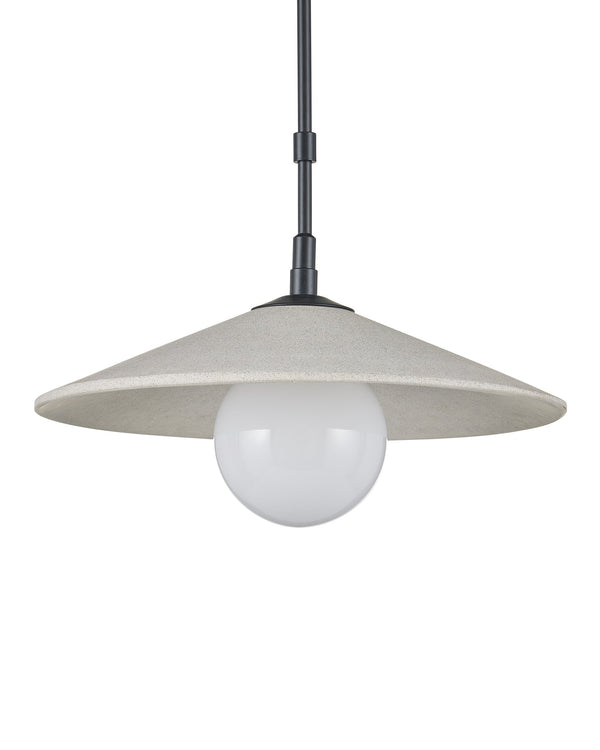 Currey & Company Bothy Outdoor Pendant with Cast Concrete Shade and Milk Glass Globe for Covered Porches Single 9500-0020