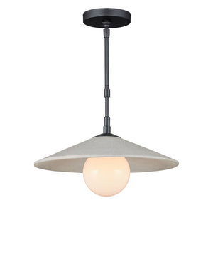 Currey & Company Bothy Outdoor Pendant with Cast Concrete Shade and Milk Glass Globe for Covered Porches Single 9500-0020