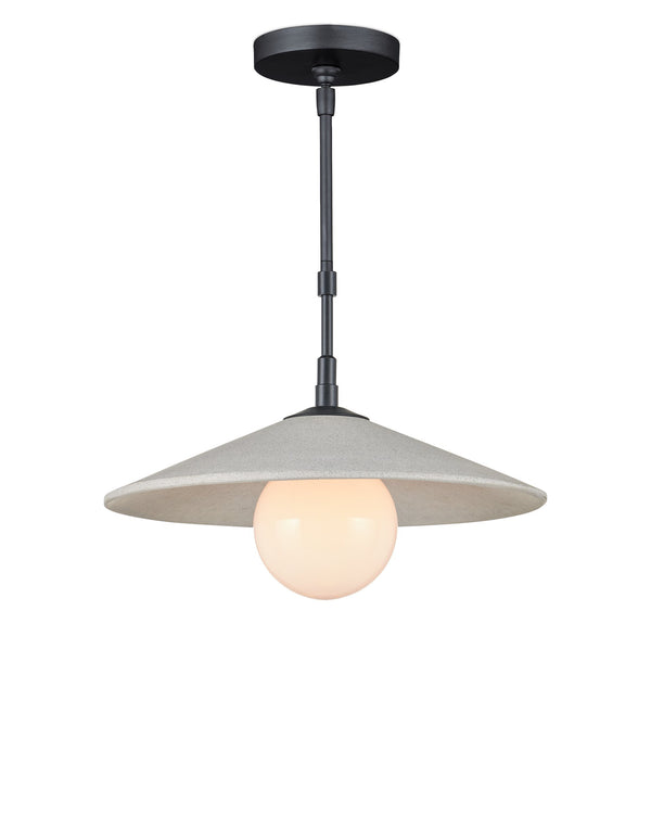 Currey & Company Bothy Outdoor Pendant with Cast Concrete Shade and Milk Glass Globe for Covered Porches Single 9500-0020
