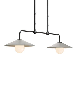 Currey & Company Bothy Outdoor Pendant with Cast Concrete Shade and Milk Glass Globe for Covered Porches Double 9500-0022