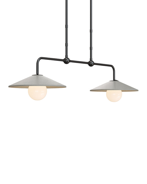 Currey & Company Bothy Outdoor Pendant with Cast Concrete Shade and Milk Glass Globe for Covered Porches Double 9500-0022