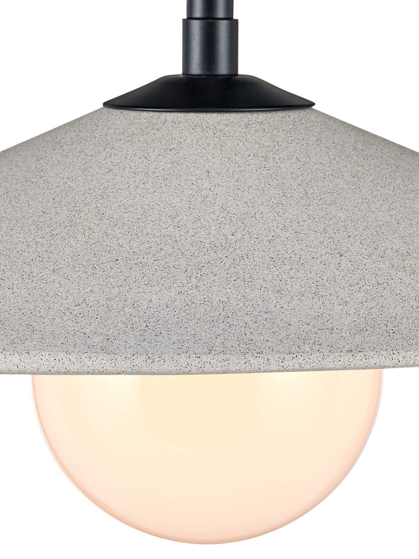 Currey & Company Bothy Outdoor Pendant with Cast Concrete Shade and Milk Glass Globe for Covered Porches Double 9500-0022