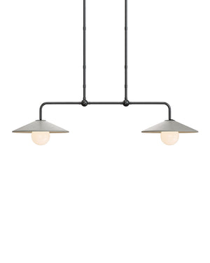 Currey & Company Bothy Outdoor Pendant with Cast Concrete Shade and Milk Glass Globe for Covered Porches Double 9500-0022