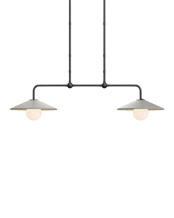 Currey & Company Bothy Outdoor Pendant with Cast Concrete Shade and Milk Glass Globe for Covered Porches Double 9500-0022